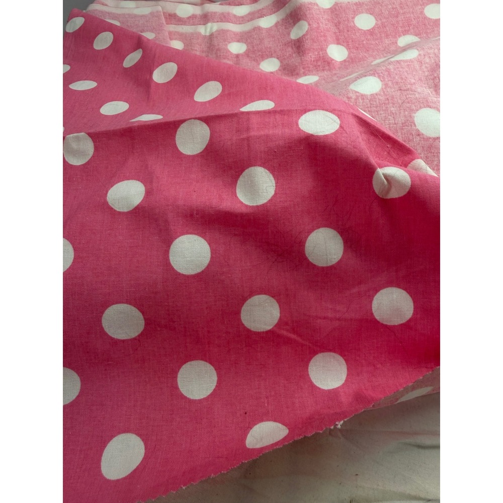 Pink White Polka Dot 4+ yards fabric Vintage Style Sewing Quilting Material
